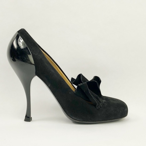 Miu Miu Suede Patent Leather Pleated High Heels 37 - Picture 4 of 8